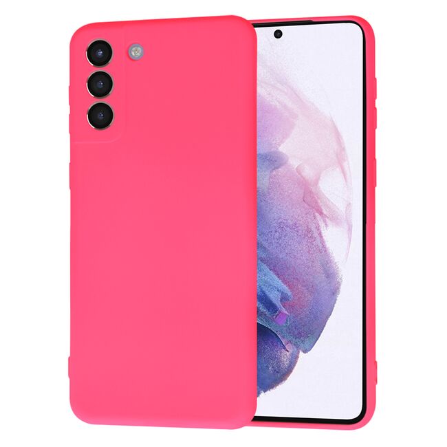Husa pentru Samsung Galaxy S21+ Plus  Liquid Silicone, subțire, captusita cu microfibra, anti amprentă, protectie cameră foto, fucsia