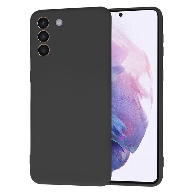 Husa pentru Samsung Galaxy S21+ Plus  Liquid Silicone, subțire, captusita cu microfibra, anti amprentă, protectie cameră foto, negru
