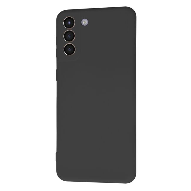 Husa pentru Samsung Galaxy S21+ Plus  Liquid Silicone, subțire, captusita cu microfibra, anti amprentă, protectie cameră foto, negru