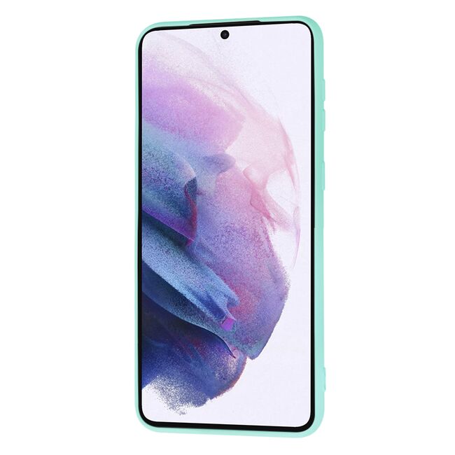Husa pentru Samsung Galaxy S21+ Plus  Liquid Silicone, subțire, captusita cu microfibra, anti amprentă, protectie cameră foto, turcoaz