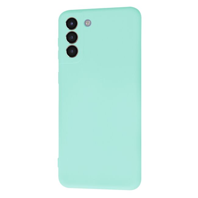 Husa pentru Samsung Galaxy S21+ Plus  Liquid Silicone, subțire, captusita cu microfibra, anti amprentă, protectie cameră foto, turcoaz