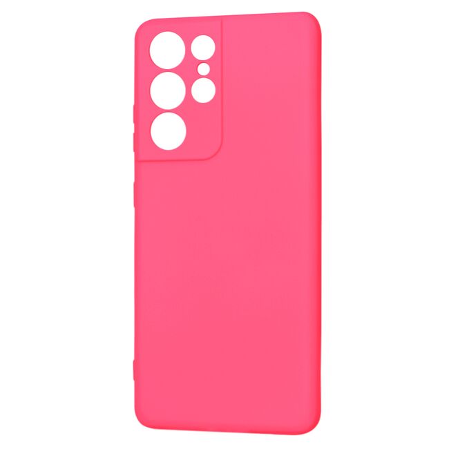 Husa pentru Samsung Galaxy S21 Ultra Liquid Silicone, subțire, captusita cu microfibra, anti amprentă, protectie cameră foto, fucsia