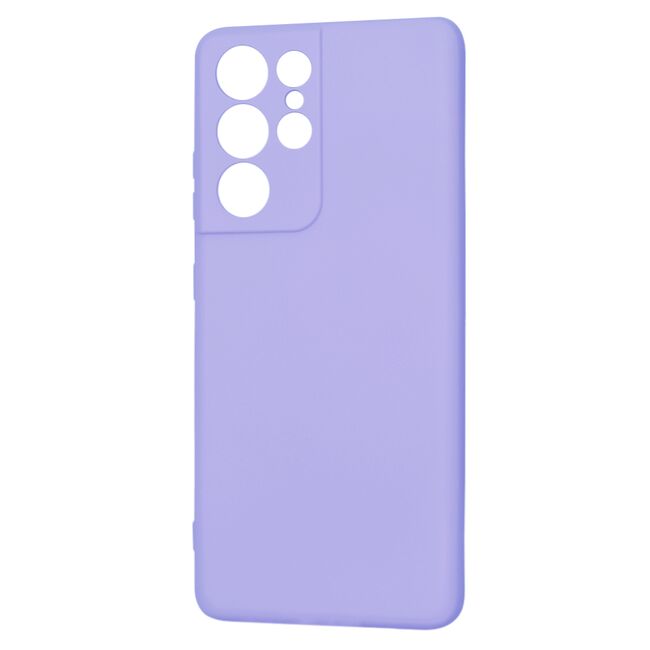 Husa pentru Samsung Galaxy S21 Ultra Liquid Silicone, subțire, captusita cu microfibra, anti amprentă, protectie cameră foto, lavanda