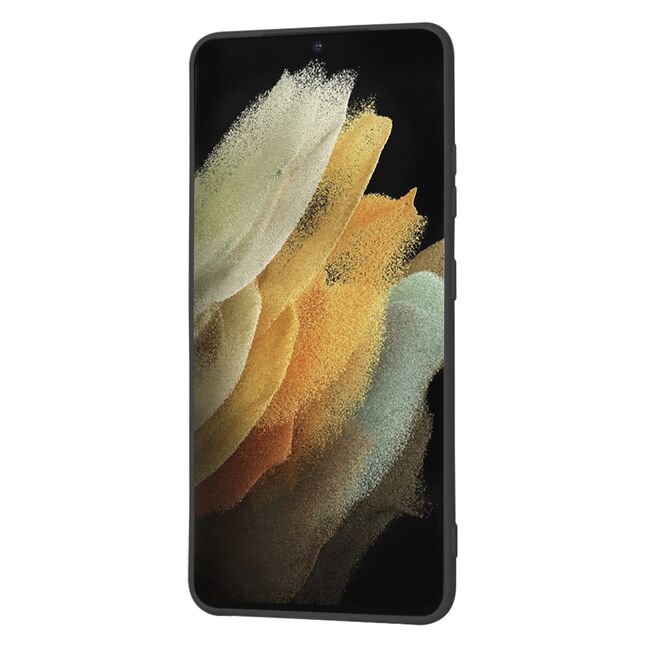 Husa pentru Samsung Galaxy S21 Ultra Liquid Silicone, subțire, captusita cu microfibra, anti amprentă, protectie cameră foto, negru
