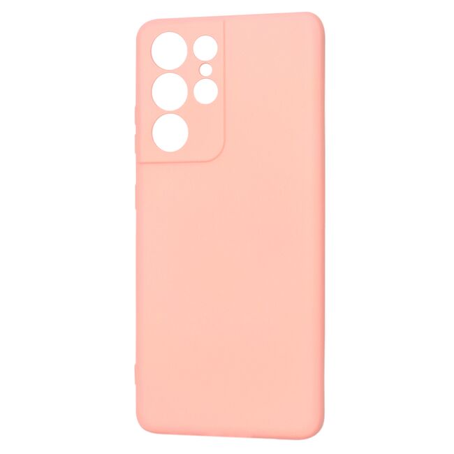 Husa pentru Samsung Galaxy S21 Ultra Liquid Silicone, subțire, captusita cu microfibra, anti amprentă, protectie cameră foto, roz