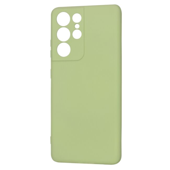 Husa pentru Samsung Galaxy S21 Ultra Liquid Silicone, subțire, captusita cu microfibra, anti amprentă, protectie cameră foto, verde