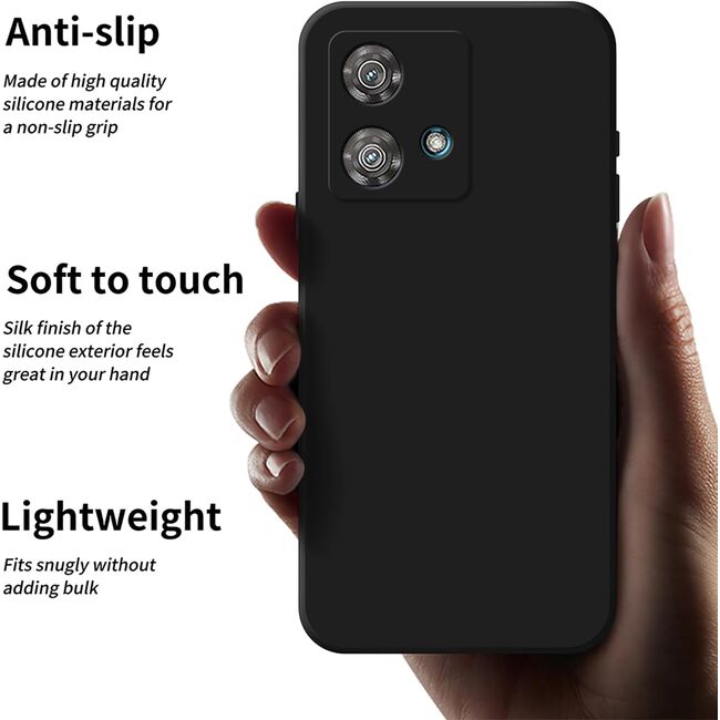 Husa pentru  Motorola Edge 40 NEO Liquid Silicone, subțire, captusita cu microfibra, anti amprentă, protectie cameră foto, negru