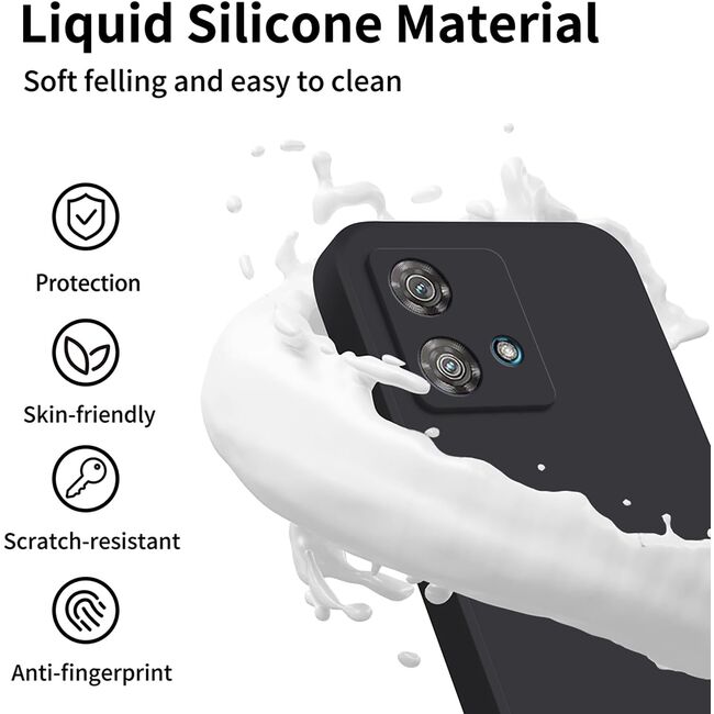 Husa pentru  Motorola Edge 40 NEO Liquid Silicone, subțire, captusita cu microfibra, anti amprentă, protectie cameră foto, negru