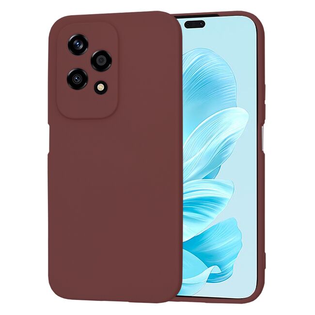 Husa pentru  Honor 200 Lite Liquid Silicone, subțire, captusita cu microfibra, anti amprentă, protectie cameră foto, bordeaux
