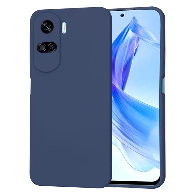 Husa pentru  Honor 90 lite Liquid Silicone, subțire, captusita cu microfibra, anti amprentă, protectie cameră foto, albastru