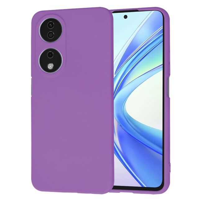Husa pentru  Honor X7b Liquid Silicone, subțire, captusita cu microfibra, anti amprentă, protectie cameră foto, mov