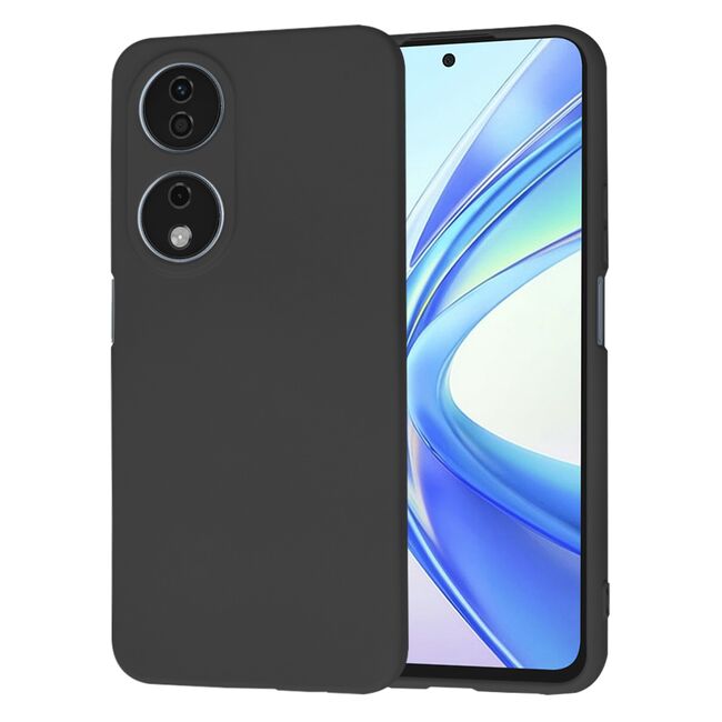 Husa pentru  Honor X7b Liquid Silicone, subțire, captusita cu microfibra, anti amprentă, protectie cameră foto, negru