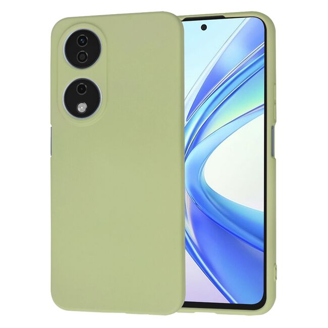 Husa pentru  Honor X7b Liquid Silicone, subțire, captusita cu microfibra, anti amprentă, protectie cameră foto, verde