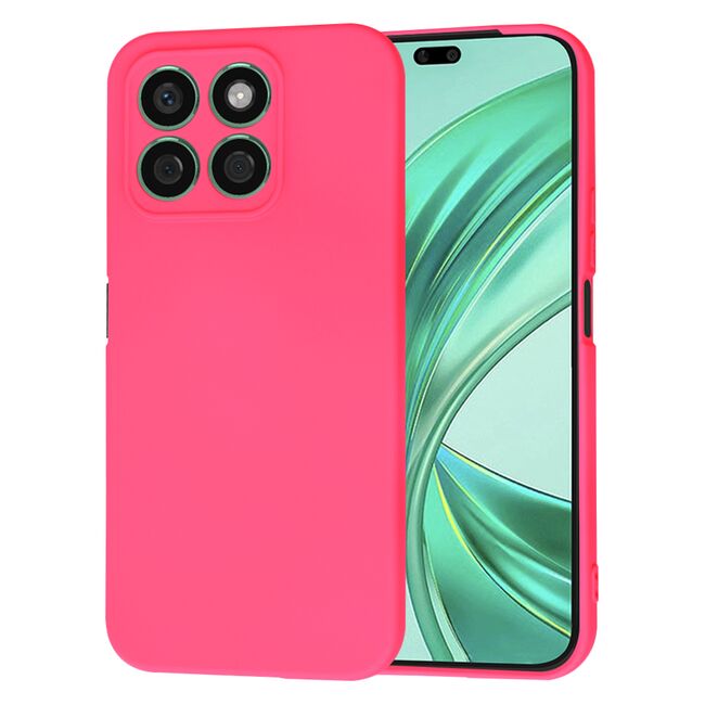 Husa pentru  Honor X8b Liquid Silicone, subțire, captusita cu microfibra, anti amprentă, protectie cameră foto, fucsia