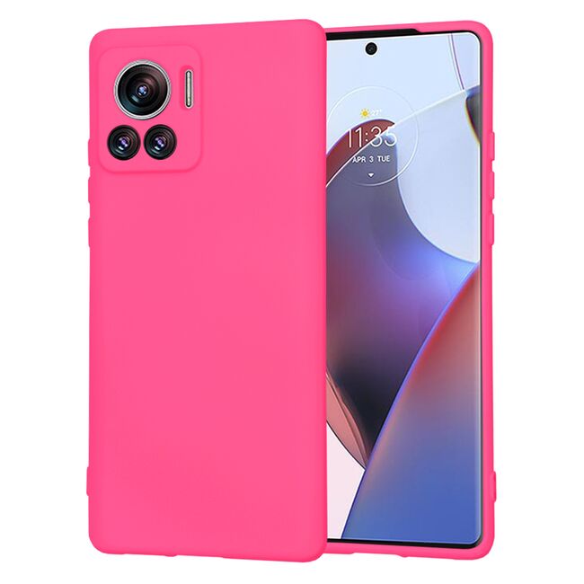 Husa pentru  Motorola Edge 30 Ultra Liquid Silicone, subțire, captusita cu microfibra, anti amprentă, protectie cameră foto, fucsia