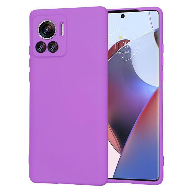 Husa pentru  Motorola Edge 30 Ultra Liquid Silicone, subțire, captusita cu microfibra, anti amprentă, protectie cameră foto, mov