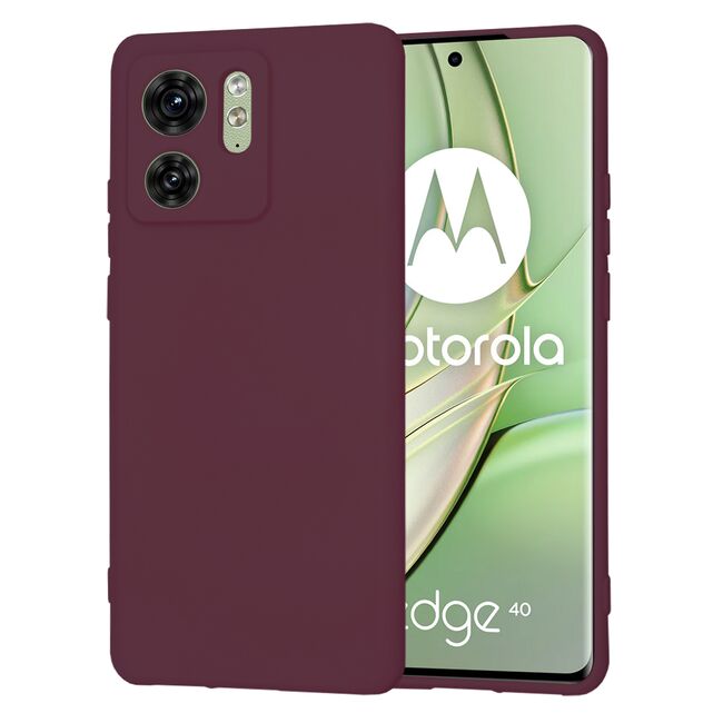 Husa pentru  Motorola Edge 40 Liquid Silicone, subțire, captusita cu microfibra, anti amprentă, protectie cameră foto, bordeaux