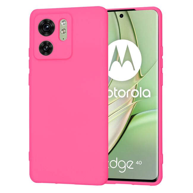 Husa pentru  Motorola Edge 40 Liquid Silicone, subțire, captusita cu microfibra, anti amprentă, protectie cameră foto, fucsia