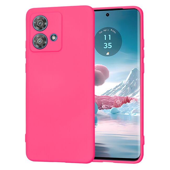 Husa pentru  Motorola Edge 40 NEO Liquid Silicone, subțire, captusita cu microfibra, anti amprentă, protectie cameră foto, fucsia