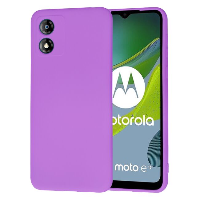 Husa pentru  Motorola Moto E13 Liquid Silicone, subțire, captusita cu microfibra, anti amprentă, protectie cameră foto, mov