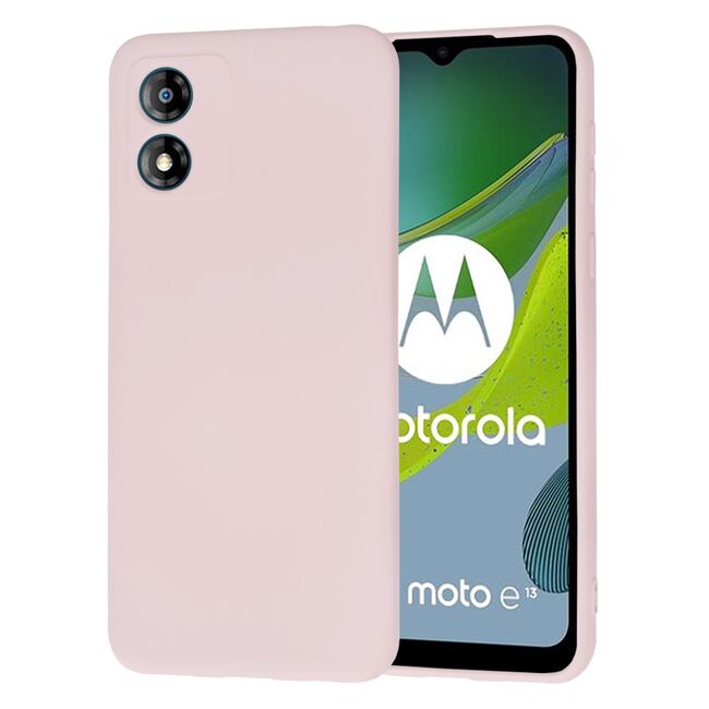 Husa pentru  Motorola Moto E13 Liquid Silicone, subțire, captusita cu microfibra, anti amprentă, protectie cameră foto, roz inchis