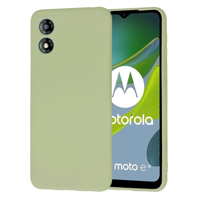 Husa pentru  Motorola Moto E13 Liquid Silicone, subțire, captusita cu microfibra, anti amprentă, protectie cameră foto, verde