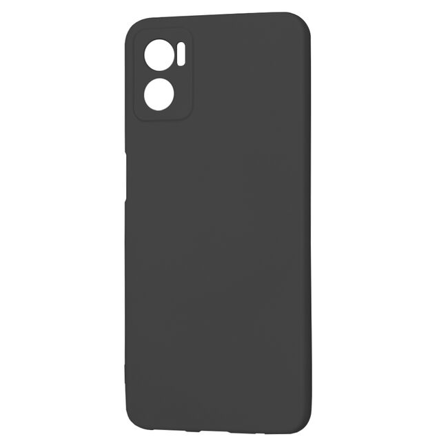 Husa pentru  Motorola Moto E22, E22i Liquid Silicone, subțire, captusita cu microfibra, anti amprentă, protectie cameră foto, negru