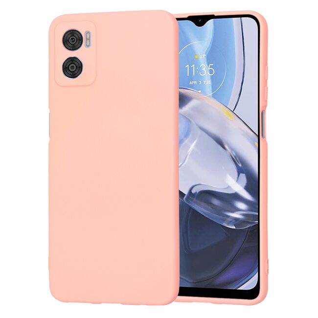 Husa pentru  Motorola Moto E22, E22i Liquid Silicone, subțire, captusita cu microfibra, anti amprentă, protectie cameră foto, roz