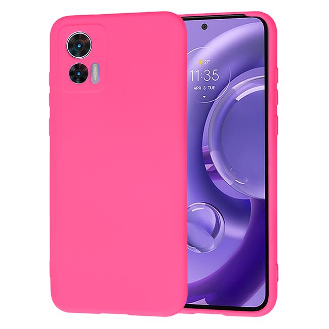 Husa pentru  Motorola Moto Edge 30 NEO Liquid Silicone, subțire, captusita cu microfibra, anti amprentă, protectie cameră foto, fucsia