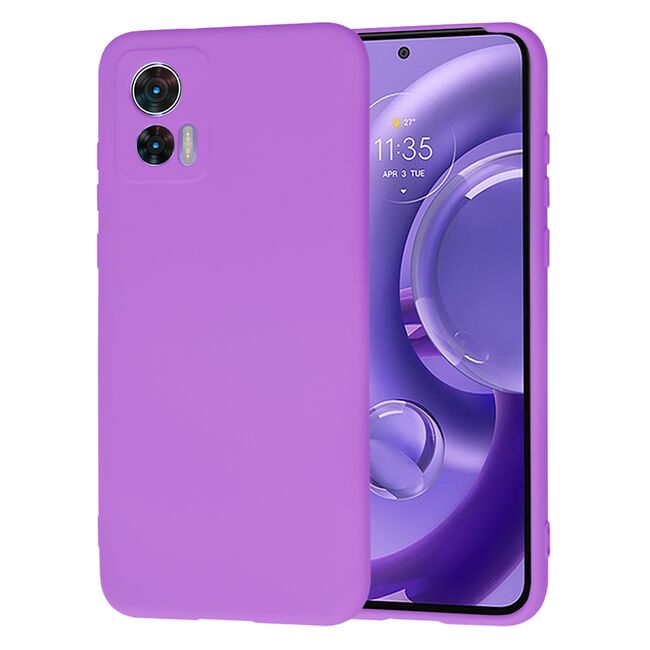 Husa pentru  Motorola Moto Edge 30 NEO Liquid Silicone, subțire, captusita cu microfibra, anti amprentă, protectie cameră foto, mov