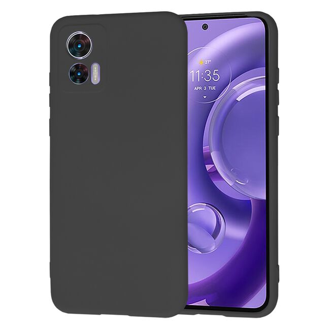 Husa pentru  Motorola Moto Edge 30 NEO Liquid Silicone, subțire, captusita cu microfibra, anti amprentă, protectie cameră foto, negru
