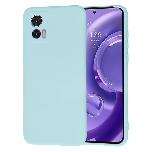 Husa pentru  Motorola Moto Edge 30 NEO Liquid Silicone, subțire, captusita cu microfibra, anti amprentă, protectie cameră foto, turcoaz