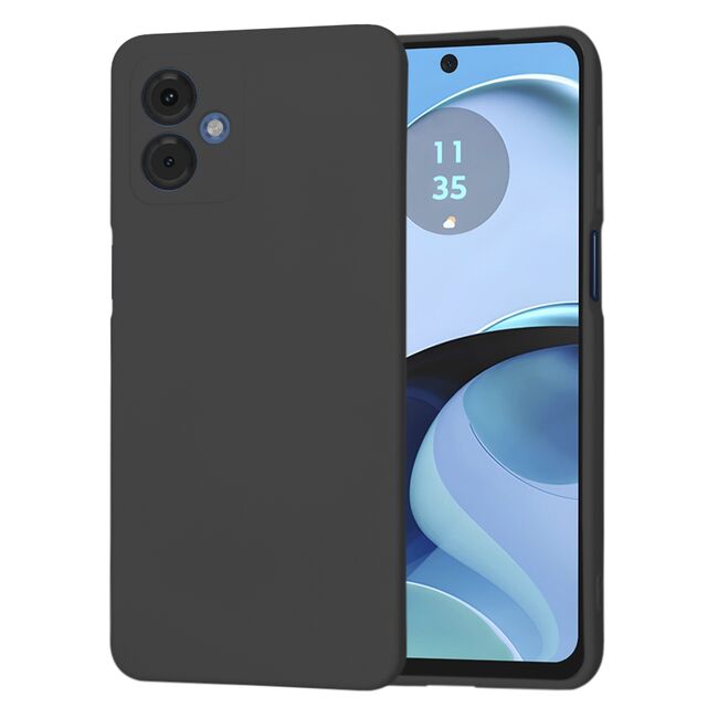 Husa pentru  Motorola Moto G14 Liquid Silicone, subțire, captusita cu microfibra, anti amprentă, protectie cameră foto, negru