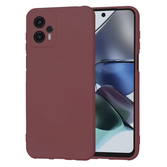 Husa pentru  Motorola Moto G23 Liquid Silicone, subțire, captusita cu microfibra, anti amprentă, protectie cameră foto, bordeaux
