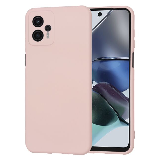 Husa pentru  Motorola Moto G23 Liquid Silicone, subțire, captusita cu microfibra, anti amprentă, protectie cameră foto, roz inchis