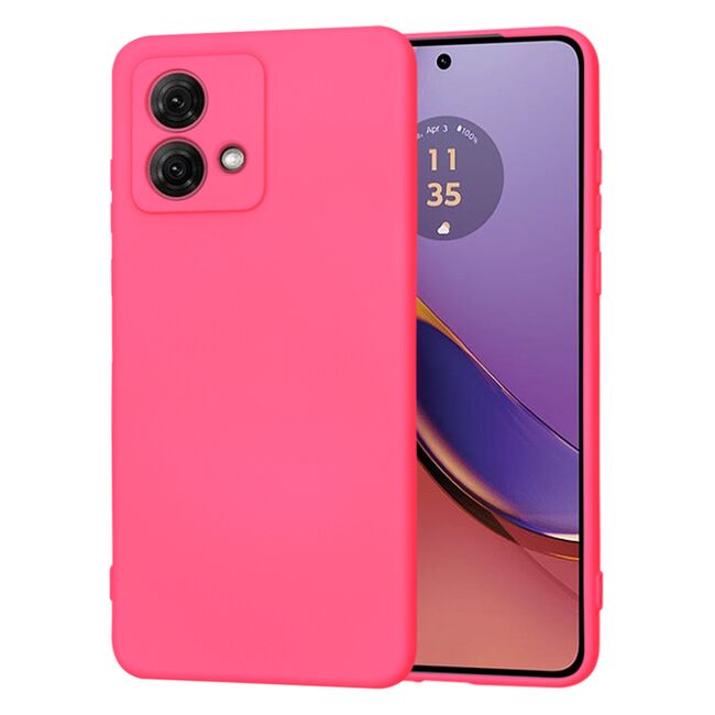 Husa pentru  Motorola Moto G84 Liquid Silicone, subțire, captusita cu microfibra, anti amprentă, protectie cameră foto, fucsia