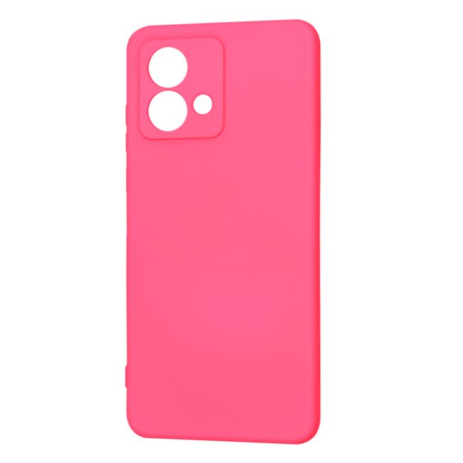 Husa pentru  Motorola Moto G84 Liquid Silicone, subțire, captusita cu microfibra, anti amprentă, protectie cameră foto, fucsia