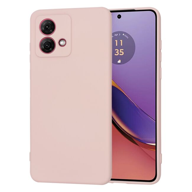 Husa pentru  Motorola Moto G84 Liquid Silicone, subțire, captusita cu microfibra, anti amprentă, protectie cameră foto, roz inchis
