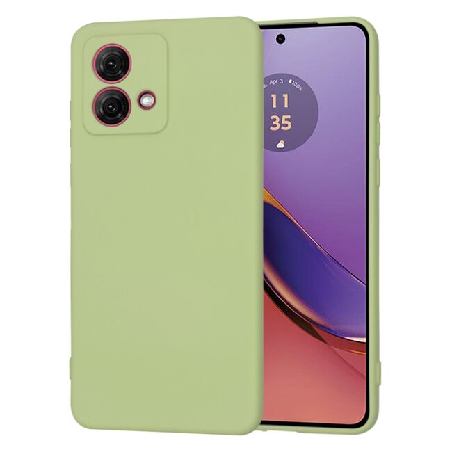 Husa pentru  Motorola Moto G84 Liquid Silicone, subțire, captusita cu microfibra, anti amprentă, protectie cameră foto, verde