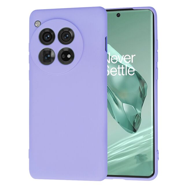 Husa pentru  OnePlus 12 Liquid Silicone, subțire, captusita cu microfibra, anti amprentă, protectie cameră foto, lavanda