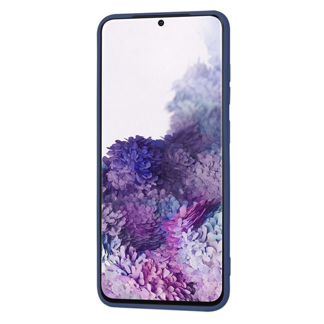 Husa pentru  Samsung Galaxy S20 Liquid Silicone, subțire, captusita cu microfibra, anti amprentă, protectie cameră foto, albastru