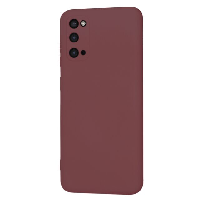 Husa pentru  Samsung Galaxy S20 Liquid Silicone, subțire, captusita cu microfibra, anti amprentă, protectie cameră foto, bordeaux
