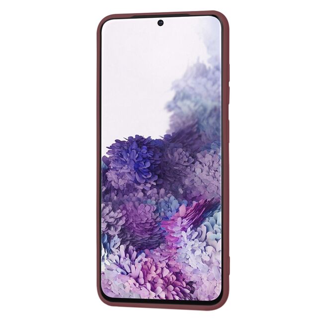 Husa pentru  Samsung Galaxy S20 Liquid Silicone, subțire, captusita cu microfibra, anti amprentă, protectie cameră foto, bordeaux