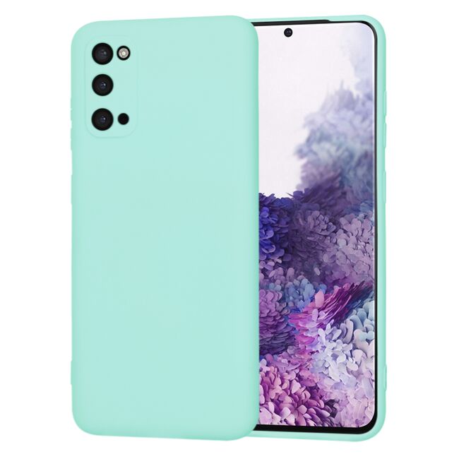 Husa pentru  Samsung Galaxy S20 Liquid Silicone, subțire, captusita cu microfibra, anti amprentă, protectie cameră foto, turcoaz