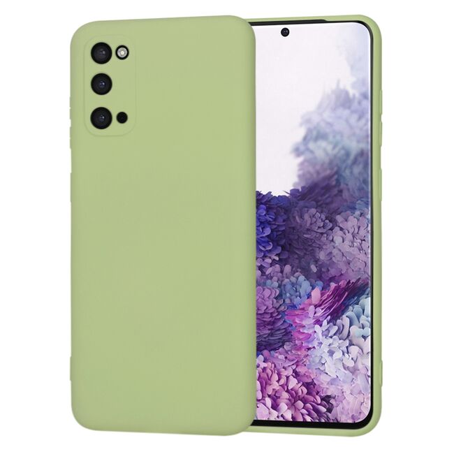 Husa pentru  Samsung Galaxy S20 Liquid Silicone, subțire, captusita cu microfibra, anti amprentă, protectie cameră foto, verde