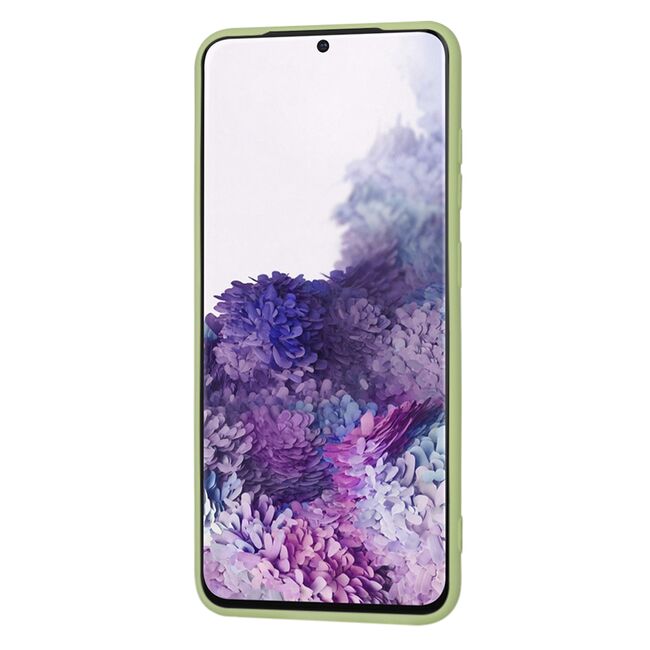 Husa pentru  Samsung Galaxy S20 Liquid Silicone, subțire, captusita cu microfibra, anti amprentă, protectie cameră foto, verde