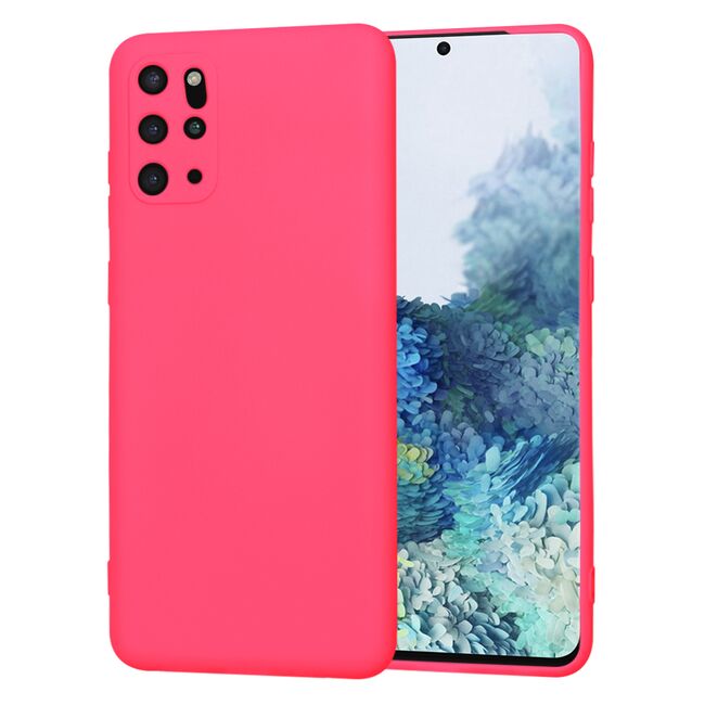 Husa pentru  Samsung Galaxy S20 Plus Liquid Silicone, subțire, captusita cu microfibra, anti amprentă, protectie cameră foto, fucsia