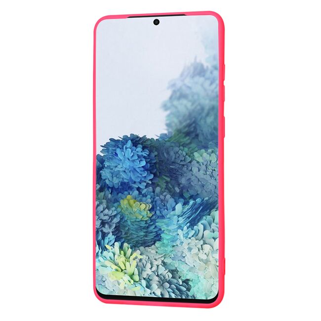 Husa pentru  Samsung Galaxy S20 Plus Liquid Silicone, subțire, captusita cu microfibra, anti amprentă, protectie cameră foto, fucsia