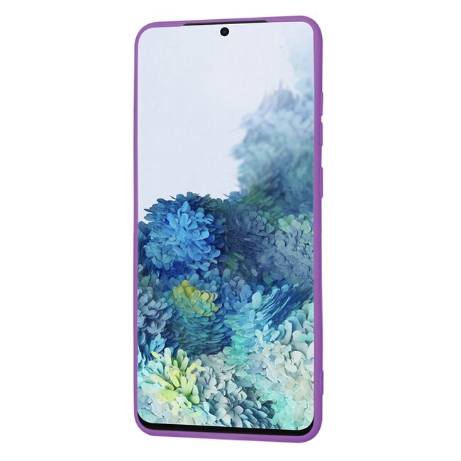 Husa pentru  Samsung Galaxy S20 Plus Liquid Silicone, subțire, captusita cu microfibra, anti amprentă, protectie cameră foto, mov