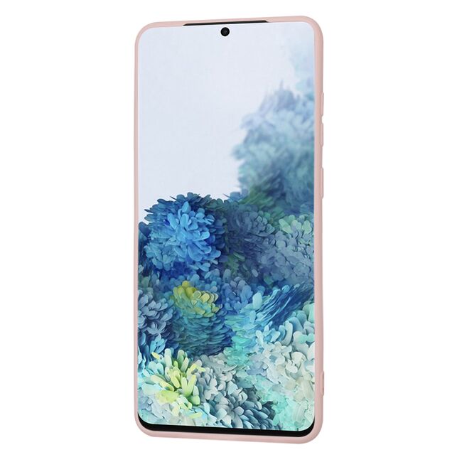 Husa pentru  Samsung Galaxy S20 Plus Liquid Silicone, subțire, captusita cu microfibra, anti amprentă, protectie cameră foto, roz inchis